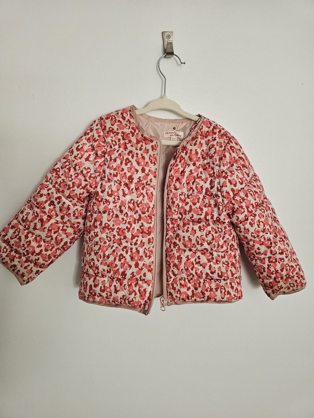 🧸2/20$ Du Pareil Au Meme Kids Quilted Pink Floral Print Jacket Size 4 Girl